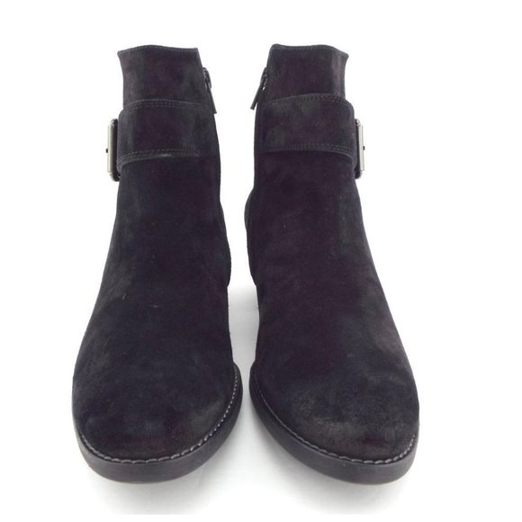 $500 PAUL GREEN JANO MOTO BOOTIE BIKER HARDWARE BLACK SUEDE 8 (B6) - Picture 2 of 8